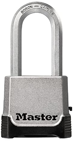 MASTER LOCK Heavy Duty Padlock, Security Level 9/10, Outdoor, Keyed or Combination, Zinc, Weatherproof, XLong Shackle