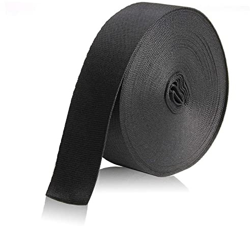 Bujingyun 2,5 cm breites schwarzes eng gewobenes Nylonband, 9 m