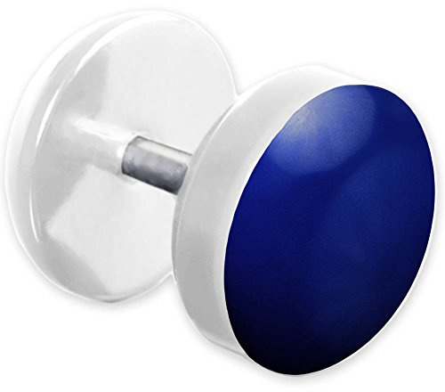 viva-adorno® 1 st. Fake Plug stiftörhängen rostfritt stål akryl vit med färg emailed Front Z465 e rostfritt stål, colore: Mörkblå, cod. Z465