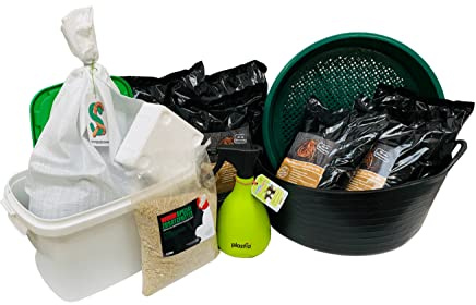 XXL Wurmzucht - mit 0,5 kg mittleren (ca. 400 St.) Riesen-Rotwürmer - Dendrobena, incl. Zuchtbehälter (mit Zuchtbox) Angelwürmer, Futterwürmer, Regenwürmer, Würmer, Angelköder, Lebendköder, Wurmfarm