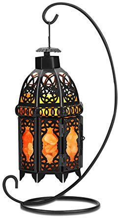 Cocoarm Himalayan Salt Lamp, Rock Lamp Vintage Natural Crystal Rock Salt Lamp Air Purifier Room Night Light Decor Genuine Salt lamp with Iron Frame Holiday Birthday Gift Black UK Plug 220V