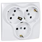 LATRANS Enchufe Schuko de 3 enchufes, empotrable, IP20 (5309) - Blanco