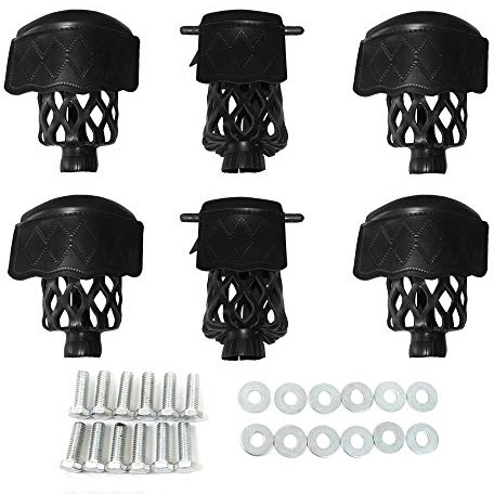Boshen Pack of 6 PU Leather Pool Table Pockets Billiard Table Web Shield Set Drop Bag Nets with Diamond Pattern Screws Include