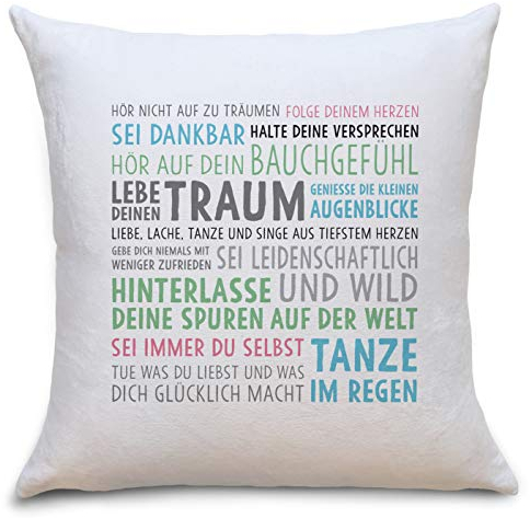 OWLBOOK® Lebe Deinen Traum | Geschenke zur Konfirmation Jugendweihe Kommunion Firmung 18. Geburtstag Einschulung Abitur Kinder | Kissen Polster mit Füllung 40x40