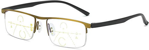 KOOSUFA Gleitsichtbrille Progressive Multifokus Lesebrille Herren Damen | Metall Halbrahmen, TR90 Bügel, Anti-Blaulicht, Intelligente Lesehilfe, Gleitsicht Arbeitsplatzbrille +1,0 bis +4,0