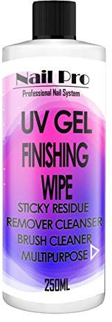 Afrocosmetics4u UV Nail Gel Finishing Wipe, Sticky Residue Remover, Cleanser, Brush Cleaner Solution, 250ML