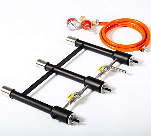 DEVIL-FORGE Quemador de gas propano 3 conectados DFP (240.000 BTU), estrangulador de aire, válvula de bola, Horno Fundir Metales, Fragua de gas, Forja, Herrero, Herrador, Cuchillo, Forge, Furnace