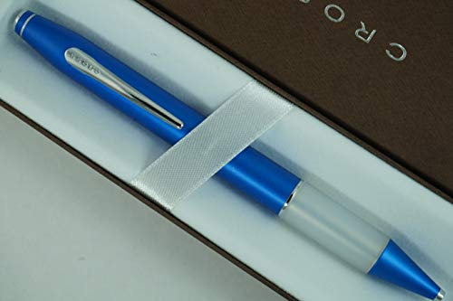 Cross Easy Writer mit weichem, ergiebigem Griff für stressfreies Schreiberlebnis, kontrastierender silberner und metallisch-blauer Schaft, mittelgroßer Kugelschreiber