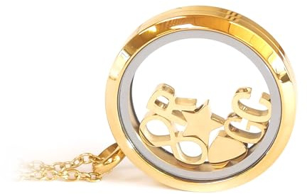 myGreta Personalisierte Medaillon-Kette 30mm mit Buchstaben, Alphabet, Halskette, Geburtssteine, silber, rosegold, gold