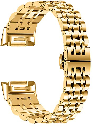 AISPORTS Compatible with Fitbit Charge 6/Charge 5 Strap for Women Men, Solid Adjustable Stainless Steel Sport Wristband Metal Butterfly Buckle Bracelet Replacement Strap for Fitbit Charge 6/Charge 5