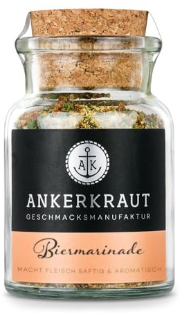 Ankerkraut Biermarinade, Mischung zum Würzen von Fleisch und Wurst, ideal zum Grillen, 75g im Korkenglas