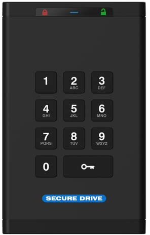 SecureData SecureDrive KP 500GB SSD Hardware Encrypted USB 3.0 External Drive FIPS 140-2 Level 3 Unlock via Keypad TAA Compliant, CJIS, HIPAA, CMMC, GDPR Compliant, Works with Mac and Win Free AV