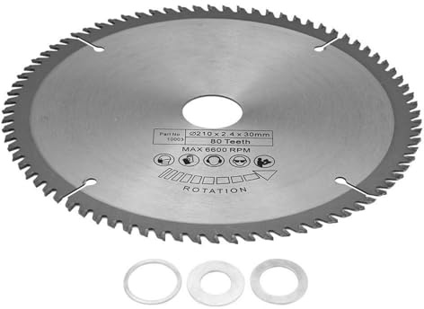 Kreissägeblatt mit 3 O-Ringen, 210 mm, 80 Zähne, Durchmesser 30 mm