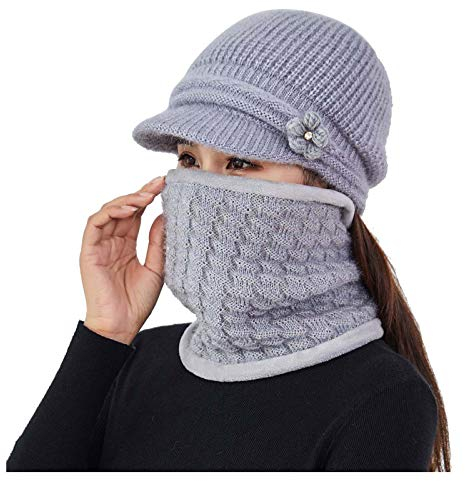 AUNEVN Winter Warme Mütze Radfahren Strickmütze Warme Strickmütze Set Winddichter Schal Für Erwachsene Baseball Kleidung Winterwärmer Herrenmützen Winter/Multicolour2/One Size