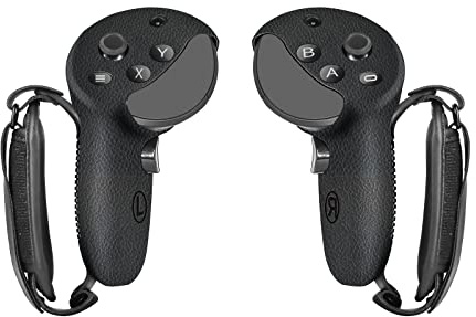 Globular Cluster Silicone Grips for Meta Quest Pro Controllers | Come with PU Leather Cushion Pad - More Comfortable (Black)