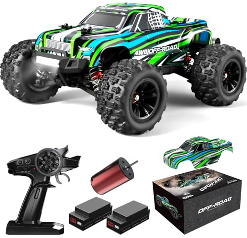 YONCHER YC380 Pro Coche Teledirigido Adulto,1/16 Brushless Motor 62+Km/h 4WD Offroad Coche RC Truck,4x4 Crawler Camiones con 2 Baterías para Niños