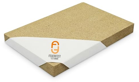 Feuerfest 123 - Vermiculite Platten feuerfest - Für Kamine & Öfen - Schamotte Ersatz Feuerraumplatten - 1.150 °C hitzebeständig - Feuerraumauskleidung - Brandschutzplatte Kaminofen [500x500x50 mm]