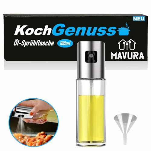MAVURA KochGenuss Oil Dispenser Sprayer for Cooking Oil Spray Bottle, Vinegar Spray, Oil Spray Atomiser Olive Oil Vinegar Spray 100 ml
