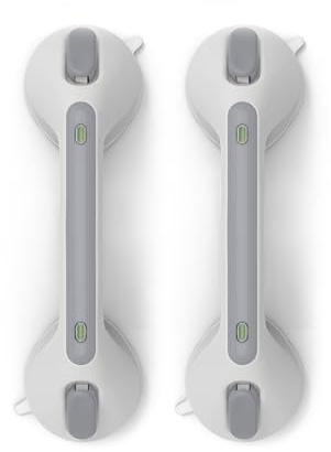 LORESJOY Haltegriffe für Senioren, 12in-2pcs | Haltegriff Dusche ohne Bohren, MAX 120 KG, abnehmbare Duschgriff, Badewannengriff mit Saugwarnung