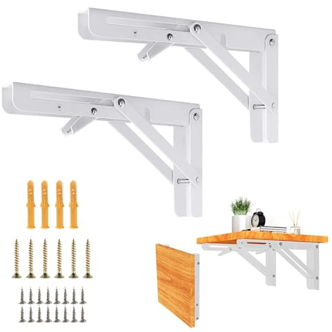 Catekro Klappkonsole 200mm, 2pcs Klappkonsole Schwerlast, Tisch Klappschanier, Klapptisch Wand, Klappregalhalterungen, Regalträger Schwerlast für Platzsparende Haus Küche Klapptisch Wandmontage