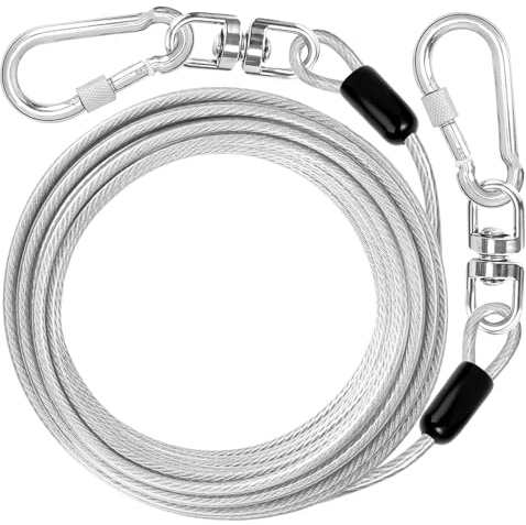 jenico Cable de Amarre para Perro: Correa de Perro de 15 pies para Patio, Correa de Cadena Resistente Exterior para Perros pequeños y Grandes de hasta 500 Libras - Correa de Corredor para Perros al