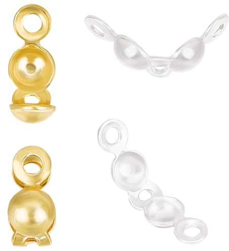 Beebeecraft 2 Farben 20 Stück Perlenspitzen Knotenabdeckungen 18 Karat Vergoldetes Sterlingsilber Clamshell Crimpspitzen Perlen Umklappbare Perlenabdeckungen Endkappen Für DIY (2 mm Tasse)