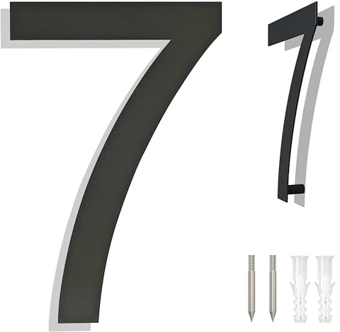 Ywonoby numéros de maison - grands numéros de maison en acier inoxydable brossé, numéros de porte, plaque adresse - moderne flottant noir RAL 7016 numéros de maison-10 pouces 254mm hauteur-numéro 7