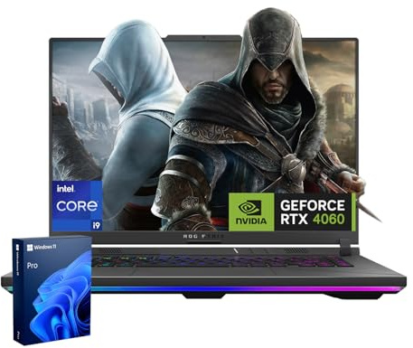 ASUS ROG Strix G16 VR-Ready Gaming Laptop, 16 QHD+ 240Hz, Intel i9-14900HX, NVIDIA GeForce RTX 4060, 64GB DDR5, 4TB SSD, RGB Retroilluminato, Webcam, WiFi 6, Windows 11 Home, Grigio