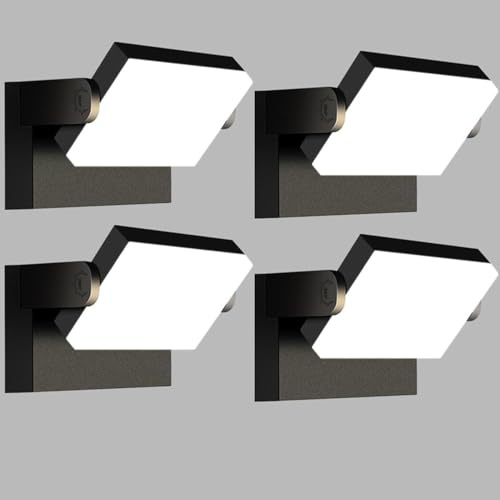 Kingwen 40W LED Wandleuchte außen,4er-Set,6000K,Schwarz,360° drehbar | 3000lm Kaltweiß,IP65,Aluminium;für Eingang,Hauswand,Terrasse,Hof,Garage,innen und außen