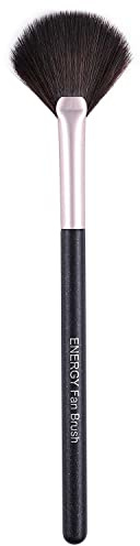 ENERGY Fan Brush Professional Blush Brush Soft Vegan Synthetic Makeup Brush for Face Highlighting,Buffing and Blending with Powder Cream Cosmetics Blusher Highlighter Applicator