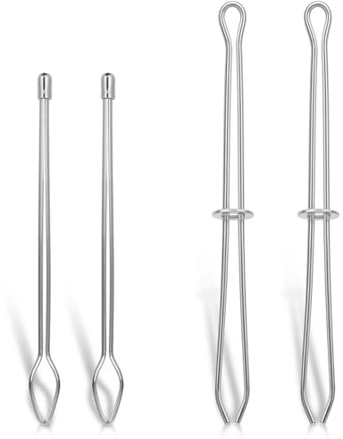 ZEYIYER Einfädler Tweezer 4 Stück Kordel Einfädler, Elastische Kordel Stahl Einfädler, Metall Kordelzug Nadeleinfädler Pinzette, Crafting Seil Schnur Ziehen Gewindewerkzeug, Einfädelhilfe