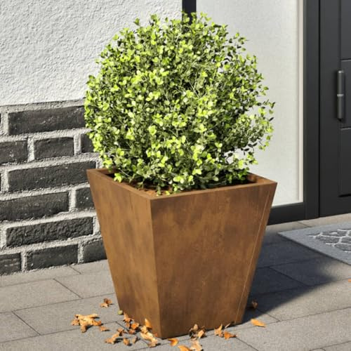 Hovothy Pflanzkübel 2 STK. Blumenkasten Kräuterbeet Blumenkübel für Balkon und Garten Wetterfest Braun 30x30x30 cm Cortenstahl