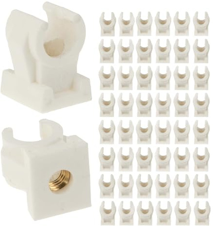 tecuro 50 Stück Rohrclip Rohrschelle Klemmschelle einfach 20/22mm - mit Messing Gewindebuchse M6, aus Kunststoff - Weiß, für Rohre und Schläuche Ø 20/22 mm