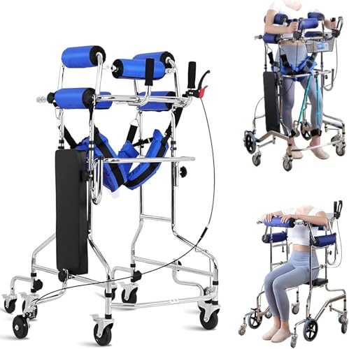 Rollator Klappbarer für Senioren mit Sitz, einstellbare Höhe Rehabilitation Stehend Frame, Double Achselhöhle Unterstützung Walking Frame, untere Gliedmaßen Training für Erwachsene ältere Menschen Beh