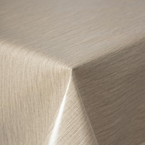 texpot Wachstuch 160 cm rund mit Linien abwaschbar mit Saum Polyester Gartentischdecke
