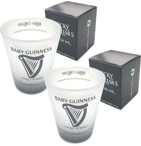 Baby Guinness Frosted Shot Glasses (Pack of 2) by Cocky Cocktails