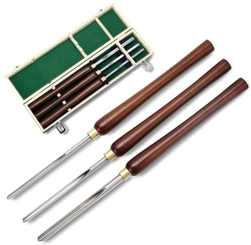 Ensemble de gouges à bol de tournage à bois, 3 pièces outils de tournage de tour à bois, gouge à bol for tour à bois, 10/12/16 mm avec lames en acier rapide, poignées en hêtre, virole en laiton, dans