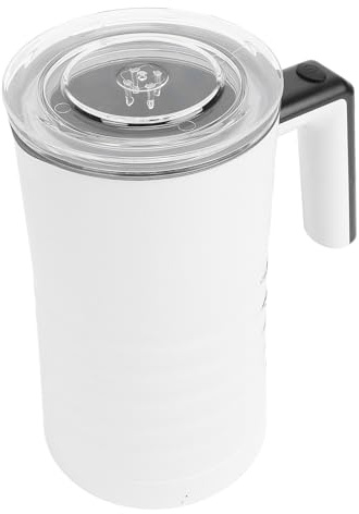 Mousseur à Lait électrique et Cuiseur Vapeur 4 en 1, en Acier Inoxydable, pour Cappuccino, Latte, Chocolat Chaud, Blanc (Prise UE 220V)