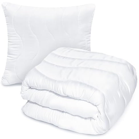 Bettenset Bettdecke und Kopfkissen Set Antiallergene Ganzjahresbettdecke warme Steppbettdecke Ganzjahresdecke Satz Bettwäsche +Kissen 70x80cm (140x200cm)