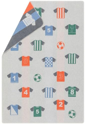 David Fussenegger Kinderdecke Juwel 'Fußball Trikots' 100 x 140 cm Grau