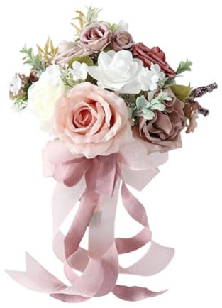 LOVIVER Braut Bouquet Brautjungfernblume Blumenarrangement, Altrosa