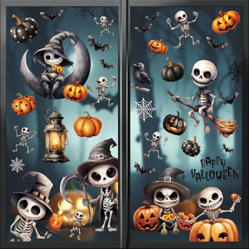 DERAYEE 8pc Halloween Deko Fenster,21x28cm Fensterbilder für Halloween Party Window Deko Fensterdeko