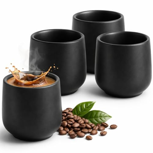 Maxito Espressotassen aus Steingut mit 80 ml im 4er Set für Kaffeeliebhaber - Espresso & Kaffeetassen - Geschenke für Männer und Frauen