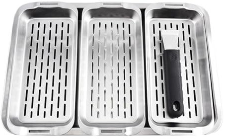 Grillades - Set De Panier De Cuisson Pour Barbecue,Poignée Ergonomique Bord Bas Fond Plat Inoxydable Rectangulaire Pour Poisson Viande Crevettes Légumes Repas Familiaux Pique-Nique Plage