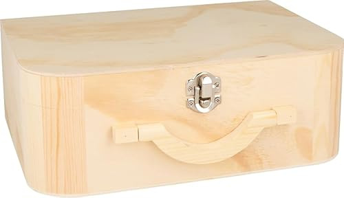 Artemio - Valisette de Madera con asa, Caja de Almacenamiento, 25 x 18 x 9 cm, Color Natural