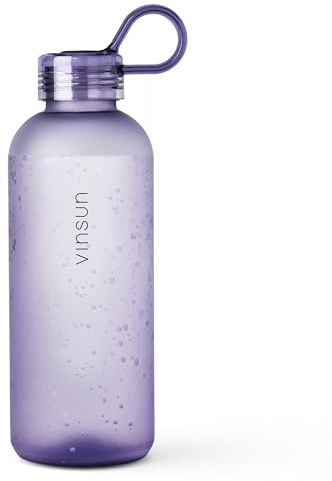 VINSUN Trinkflasche 650ml lila - leicht, auslaufsicher, Kohlensäure geeignet, BPA frei, Tritan - Schlanke Wasser Flasche zum auffüllen - Schule, Sport, Büro, Yoga