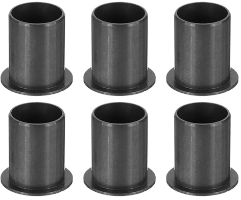 sourcing map 6Pcs Flanged Sleeve Bearing, Plastic Bushing ID 17mm x OD 19mm x Length 25mm POM Bushing, Black