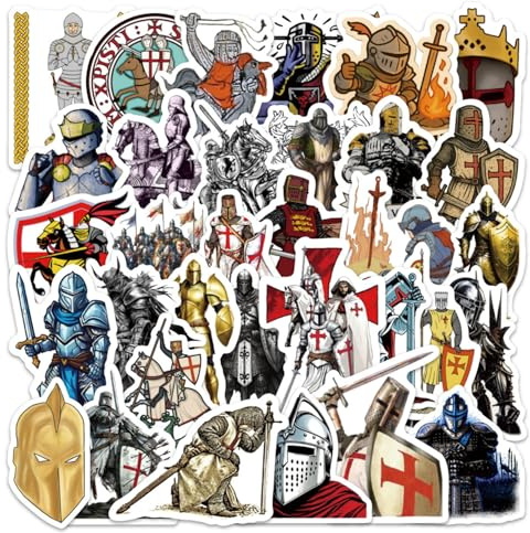 100Pcs Medieval Paper Set, Knight Stickers, Waterproof Ethylene Suitable for Notebook, Water Cup, Luggage, Skateboard, Electric, Teenagers, Medieval Party Decoration, Children Birthday Gifts