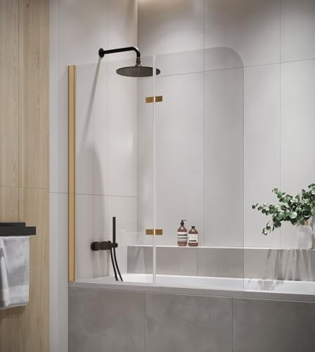 Badewanne Austin Gold 5mm mit Nanobeschichtung 100 x 140cm Duschwand Duschabtrennung Badewannenaufsatz