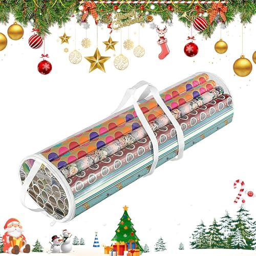 Aufbewahrung Für Weihnachtsgeschenkpapier Trage-Organizer mit Sichtfenster | Geschenkpapier-Aufbewahrungstasche für Feiertage, Party-Setup, Wohnzimmer, Reisen, Festdekoration und